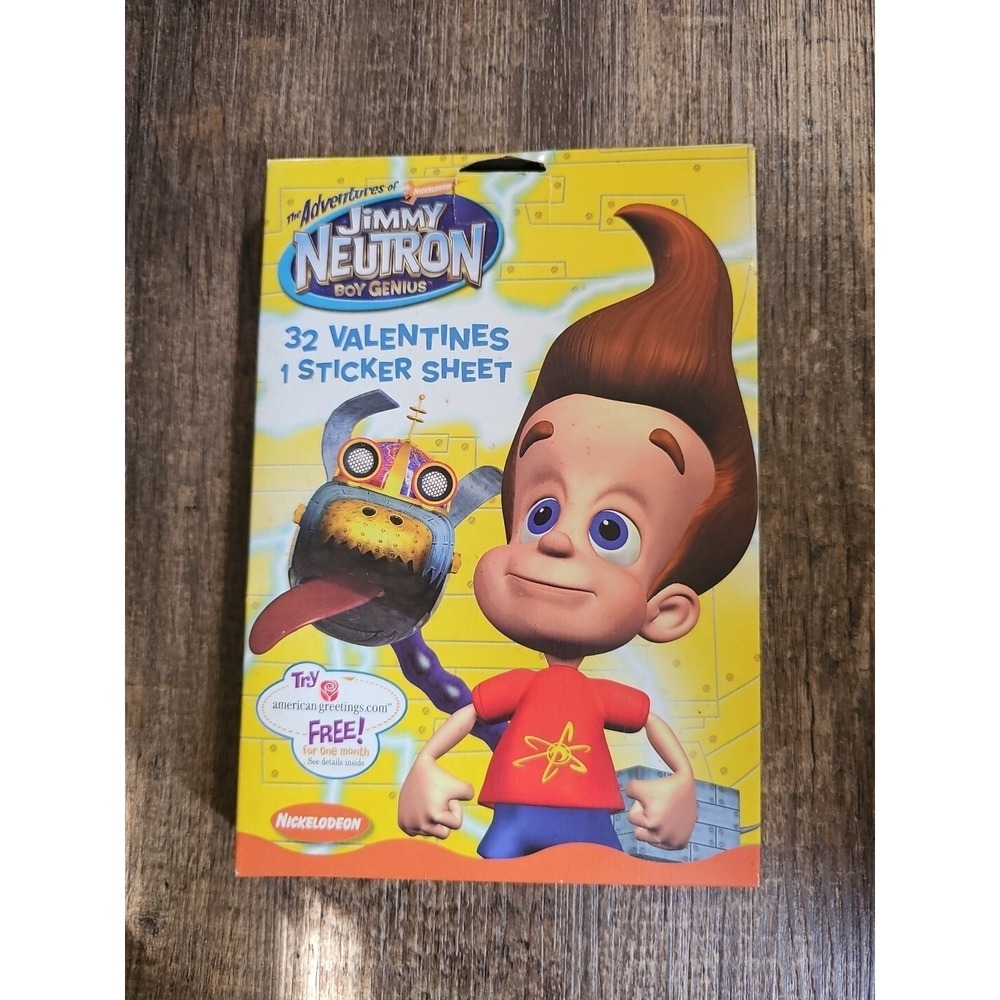 Vintage Nickelodeon JIMMY NEUTRON VALENTINES DAY‎ CARD BOXED SET Unopened 2002